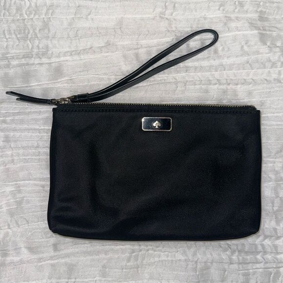 kate spade Black Gold Double Compartment Zip Nylon Clutch